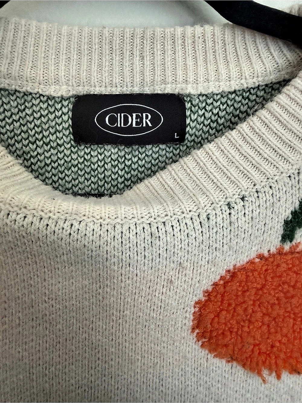 Cider Oranges Sweater Cream Crewneck Womens Large - Picture 5 of 6